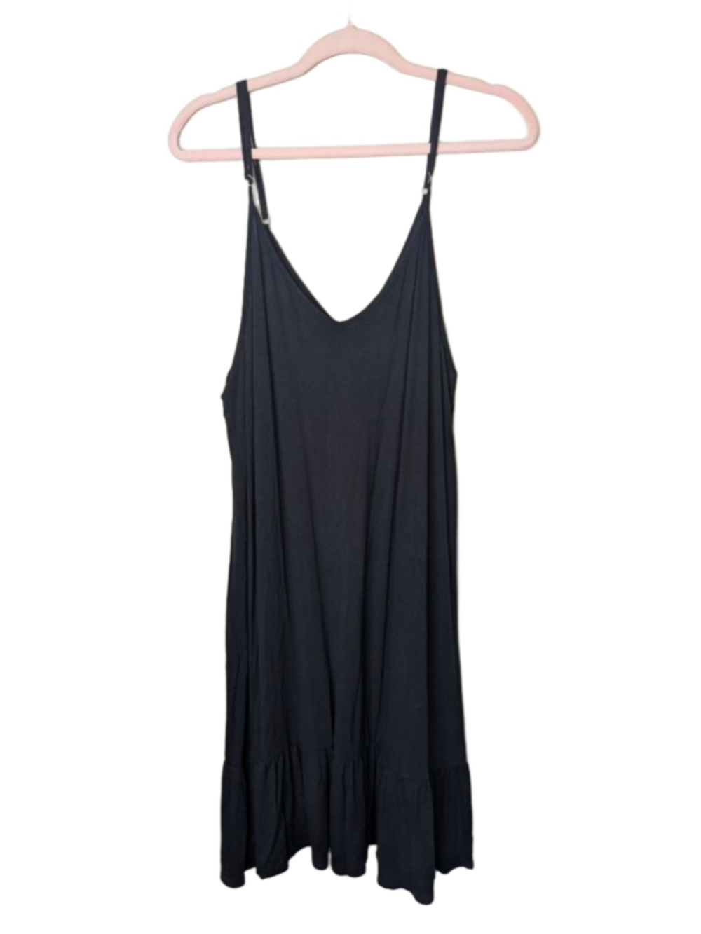 Women's Agnes & Dora Black Mini Sun Dress L Adjustable Straps